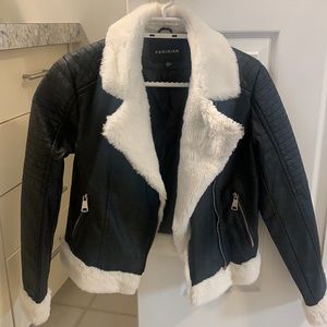 Faux leather aviation jacket